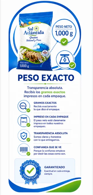 Sal Atlántida, característica: Peso Exacto.
